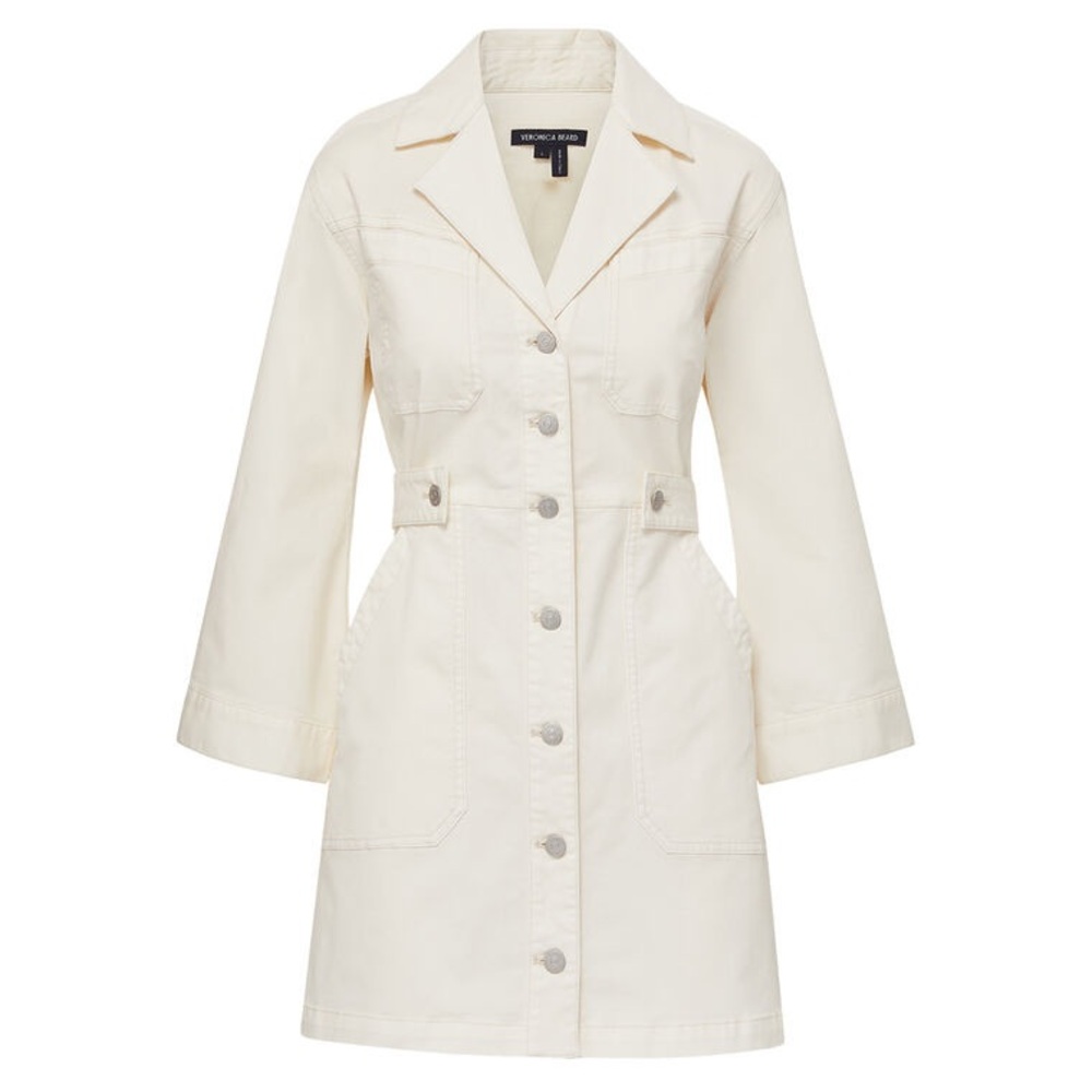 Veronica Beard Ecru McKinley Cotton-Twill Mini Shirt Dress